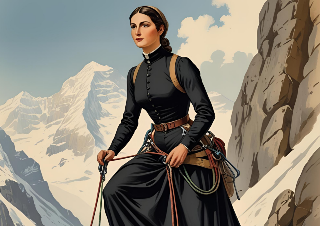 foto di una donna alpinista generata con l'IA